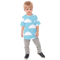 Clouds Blue Pattern Kids  Raglan Tee