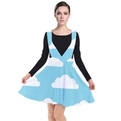 Clouds Blue Pattern Plunge Pinafore Dress