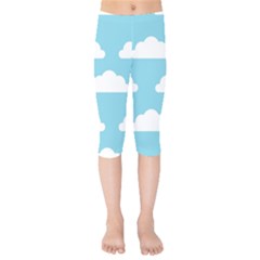 Clouds Blue Pattern Kids  Capri Leggings  by ConteMonfrey