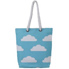 Clouds Blue Pattern Full Print Rope Handle Tote (Small)