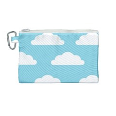 Clouds Blue Pattern Canvas Cosmetic Bag (Medium)