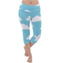 Clouds Blue Pattern Lightweight Velour Capri Yoga Leggings View1