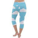 Clouds Blue Pattern Lightweight Velour Capri Yoga Leggings View4