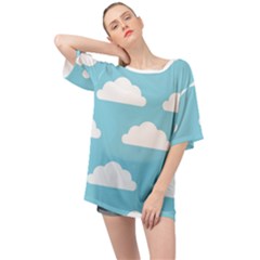 Clouds Blue Pattern Oversized Chiffon Top