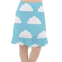 Clouds Blue Pattern Fishtail Chiffon Skirt