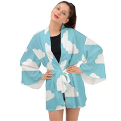 Clouds Blue Pattern Long Sleeve Kimono