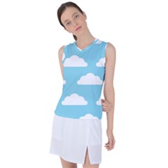Clouds Blue Pattern Women s Sleeveless Sports Top by ConteMonfrey