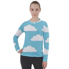 Clouds Blue Pattern Women s Pique Long Sleeve Tee