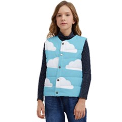 Clouds Blue Pattern Kid s Short Button Up Puffer Vest	