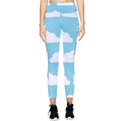 Clouds Blue Pattern Pocket Leggings  by ConteMonfrey