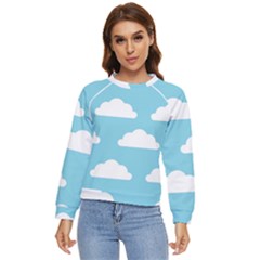 Clouds Blue Pattern Women s Long Sleeve Raglan Tee