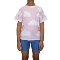 Clouds Pink Pattern   Kids  Short Sleeve Swimwear by ConteMonfrey