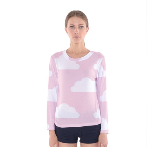 Clouds Pink Pattern   Women s Long Sleeve Tee by ConteMonfrey