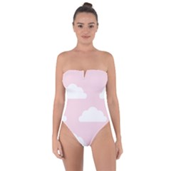 Clouds Pink Pattern   Tie Back One Piece Swimsuit by ConteMonfrey