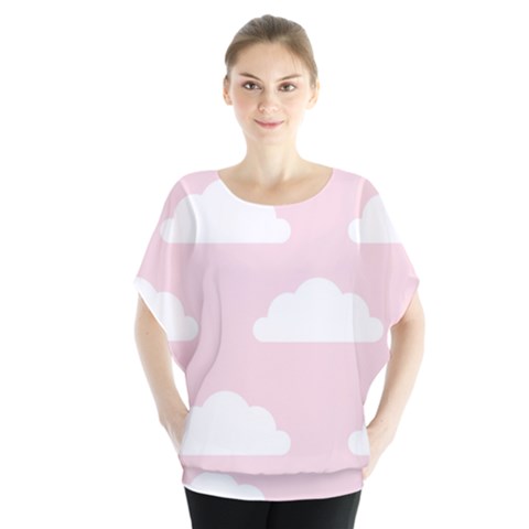 Clouds Pink Pattern   Batwing Chiffon Blouse by ConteMonfrey