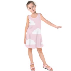 Clouds Pink Pattern   Kids  Sleeveless Dress by ConteMonfrey