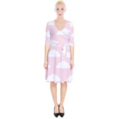 Clouds Pink Pattern   Wrap Up Cocktail Dress by ConteMonfrey