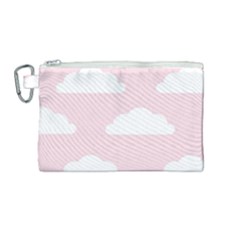 Clouds Pink Pattern   Canvas Cosmetic Bag (medium) by ConteMonfrey