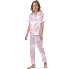 Clouds Pink Pattern   Kids  Satin Short Sleeve Pajamas Set