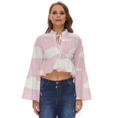 Clouds Pink Pattern   Boho Long Bell Sleeve Top by ConteMonfrey