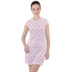 Little Clouds Pattern Pink Drawstring Hooded Dress by ConteMonfrey