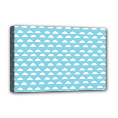 Little Clouds Blue  Deluxe Canvas 18  X 12  (stretched) by ConteMonfrey