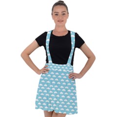 Little Clouds Blue  Velvet Suspender Skater Skirt by ConteMonfrey