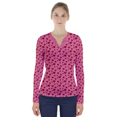 Cute Little Hearts V-neck Long Sleeve Top by ConteMonfrey