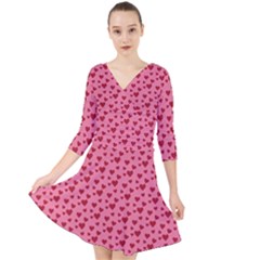 Cute Little Hearts Quarter Sleeve Front Wrap Dress by ConteMonfrey