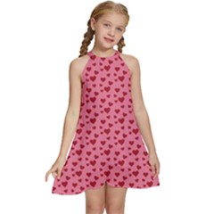 Cute Little Hearts Kids  Halter Collar Waist Tie Chiffon Dress by ConteMonfrey