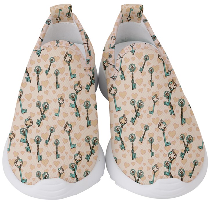 Romantic Heart Keys Kids  Slip On Sneakers