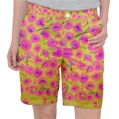 Cherries Fruit Food Neon Texture Fluorescent Pocket Shorts by Wegoenart