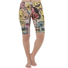 Puzzle Abstract Drawing Mysterious Cropped Leggings 
