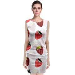 Strawberry Fruit Pattern Background Sleeveless Velvet Midi Dress by Wegoenart