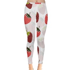 Strawberry Fruit Pattern Background Inside Out Leggings by Wegoenart