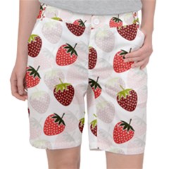 Strawberry Fruit Pattern Background Pocket Shorts by Wegoenart