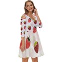 Strawberry Fruit Pattern Background Shoulder Cut Out Zip Up Dress View3