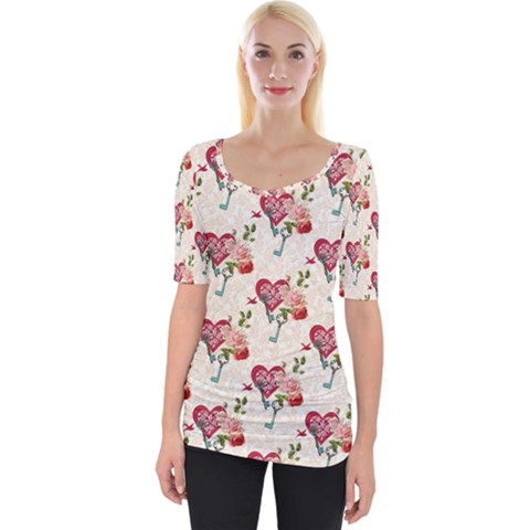 Key To The Heart Wide Neckline Tee by ConteMonfrey