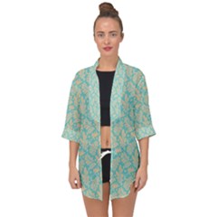 Contrasting Leaves Open Front Chiffon Kimono by ConteMonfrey