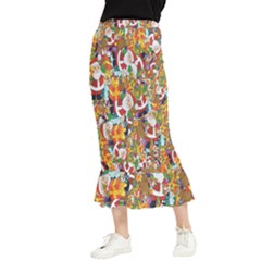 Background-santaclaus-gift-christmas Maxi Fishtail Chiffon Skirt by nateshop