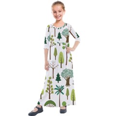 Chrismas Tree Greeen  Kids  Quarter Sleeve Maxi Dress by nateshop