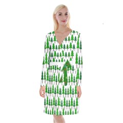 Chrismas Tree Greeen Long Sleeve Velvet Front Wrap Dress by nateshop