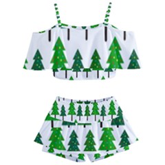 Chrismas Tree Greeen Kids  Off Shoulder Skirt Bikini by nateshop