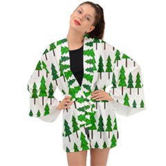 Chrismas Tree Greeen Long Sleeve Kimono by nateshop