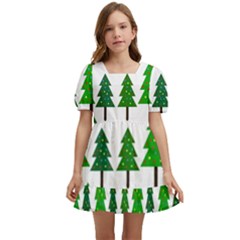 Chrismas Tree Greeen Kids  Short Sleeve Dolly Dress by nateshop