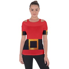 Christmas-acessories,santaclaus Shoulder Cut Out Short Sleeve Top by nateshop