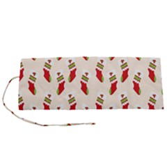 Christmas-background-christmas-stockings Roll Up Canvas Pencil Holder (s) by nateshop