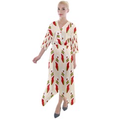 Christmas-background-christmas-stockings Quarter Sleeve Wrap Front Maxi Dress