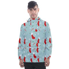 Christmas-pattern -christmas-stockings Men s Front Pocket Pullover Windbreaker by nateshop