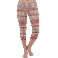 Christmas-pattern-background Capri Yoga Leggings by nateshop